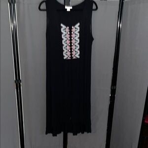 Style & Co. Black Dress with Pink and White Geometric Design